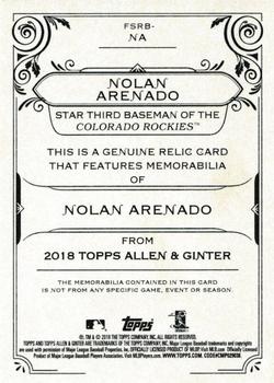 2018 Topps Allen & Ginter - Full-Size Relics #FSRB-NA Nolan Arenado Back