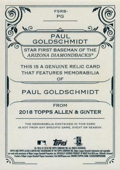 2018 Topps Allen & Ginter - Full-Size Relics #FSRB-PG Paul Goldschmidt Back