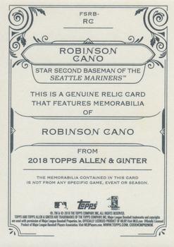 2018 Topps Allen & Ginter - Full-Size Relics #FSRB-RC Robinson Cano Back