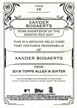 2018 Topps Allen & Ginter - Full-Size Relics #FSRB-XB Xander Bogaerts Back