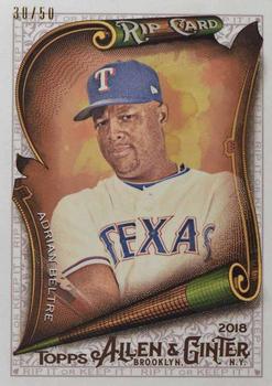 2018 Topps Allen & Ginter - Rip Cards #RIP-14 Adrian Beltre Front