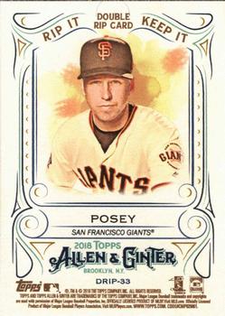 2018 Topps Allen & Ginter - Double Rip Cards #DRIP-33 Buster Posey/Will Clark Back