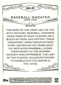 2018 Topps Allen & Ginter - Baseball Equipment of the Ages #BEA-29 Baseball Sweater Back