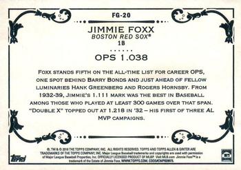 2018 Topps Allen & Ginter - Fantasy Goldmine #FG-20 Jimmie Foxx Back