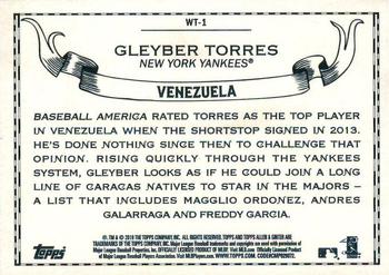 2018 Topps Allen & Ginter - World Talent #WT-1 Gleyber Torres Back