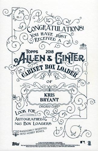 2018 Topps Allen & Ginter - Box Loaders #BL-1 Kris Bryant Back