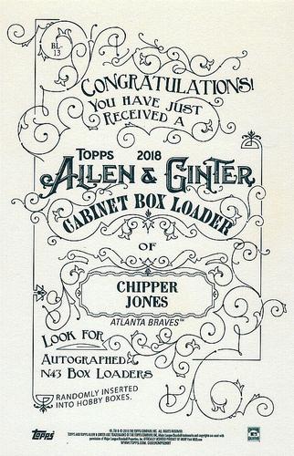 2018 Topps Allen & Ginter - Box Loaders #BL-13 Chipper Jones Back