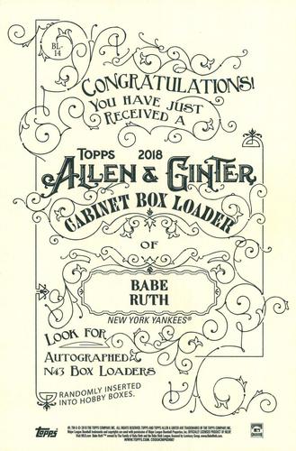2018 Topps Allen & Ginter - Box Loaders #BL-14 Babe Ruth Back