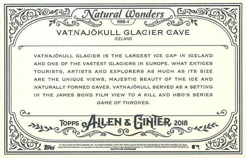 2018 Topps Allen & Ginter - Natural Wonders #NWB-4 Vatnajökull Glacier Cave Back