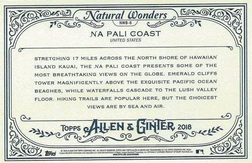 2018 Topps Allen & Ginter - Natural Wonders #NWB-6 Na Pali Coast Back