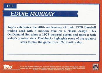 2018 Topps On-Demand Inspired By '78 - Famous Flashbacks #FB10 Eddie Murray Back