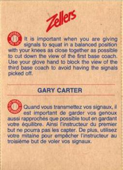 1982 Zellers Montreal Expos #1B Gary Carter Back