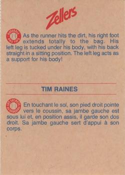 1982 Zellers Montreal Expos #3B Tim Raines Back