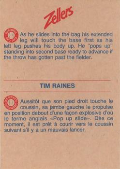 1982 Zellers Montreal Expos #3C Tim Raines Back