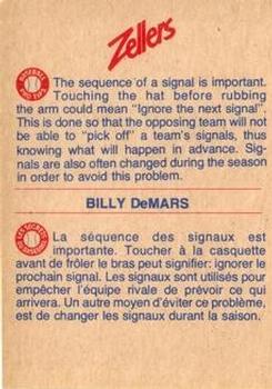 1982 Zellers Montreal Expos #9C Billy DeMars Back