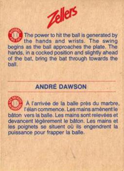 1982 Zellers Montreal Expos #10B Andre Dawson Back