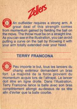 1982 Zellers Montreal Expos #11C Terry Francona Back