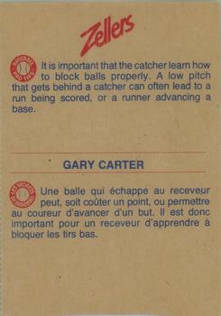 1982 Zellers Montreal Expos #13A Gary Carter Back
