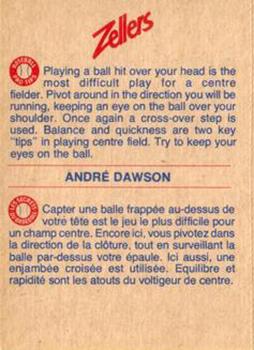 1982 Zellers Montreal Expos #14C Andre Dawson Back