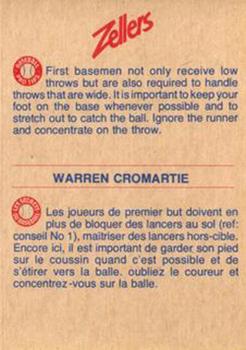 1982 Zellers Montreal Expos #18A Warren Cromartie Back