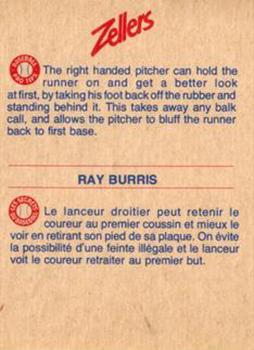 1982 Zellers Montreal Expos #20B Ray Burris Back