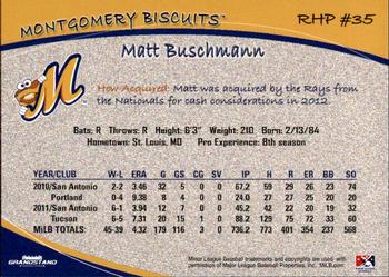 2012 Grandstand Montgomery Biscuits #2 Matt Buschmann Back