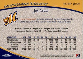 2012 Grandstand Montgomery Biscuits #4 Joe Cruz Back