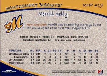 2012 Grandstand Montgomery Biscuits #11 Merrill Kelly Back