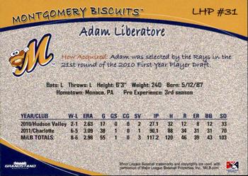 2012 Grandstand Montgomery Biscuits #14 Adam Liberatore Back