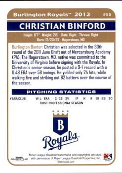2012 Grandstand Burlington Royals #2 Christian Binford Back