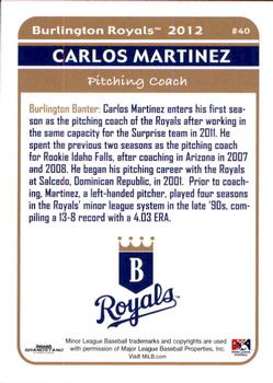 2012 Grandstand Burlington Royals #17 Carlos Martinez Back