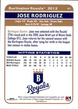 2012 Grandstand Burlington Royals #26 Jose Rodriguez Back