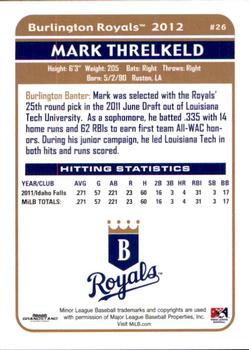 2012 Grandstand Burlington Royals #31 Mark Threlkeld Back
