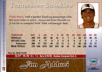 2012 Grandstand Tennessee Smokies #NNO Jim Adduci Back