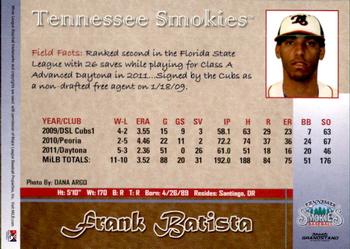 2012 Grandstand Tennessee Smokies #NNO Frank Batista Back