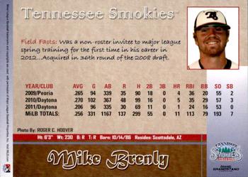 2012 Grandstand Tennessee Smokies #NNO Mike Brenly Back