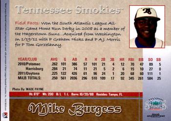 2012 Grandstand Tennessee Smokies #NNO Mike Burgess Back