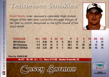 2012 Grandstand Tennessee Smokies #NNO Casey Harman Back