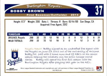 2013 Grandstand Burlington Royals #4 Bobby Brown Back