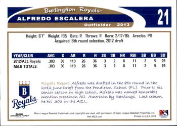 2013 Grandstand Burlington Royals #7 Alfredo Escalera Back