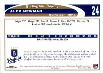 2013 Grandstand Burlington Royals #21 Alex Newman Back