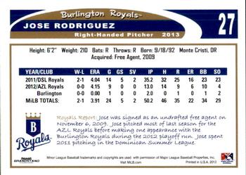 2013 Grandstand Burlington Royals #26 Jose Rodriguez Back