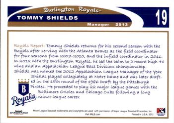 2013 Grandstand Burlington Royals #28 Tommy Shields Back