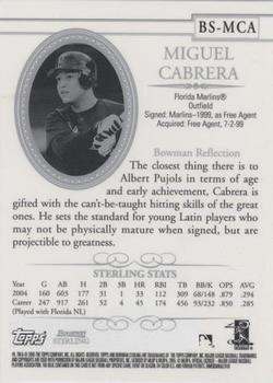 2005 Bowman Sterling #BS-MCA Miguel Cabrera Back