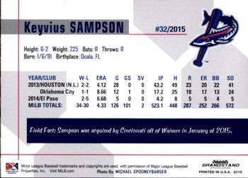 2015 Grandstand Pensacola Blue Wahoos #23 Keyvius Sampson Back
