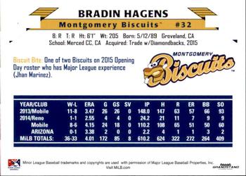 2015 Grandstand Montgomery Biscuits #7 Bradin Hagens Back