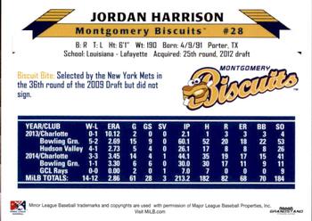 2015 Grandstand Montgomery Biscuits #8 Jordan Harrison Back