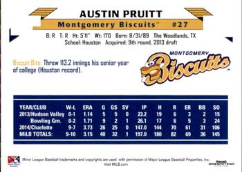 2015 Grandstand Montgomery Biscuits #18 Austin Pruitt Back