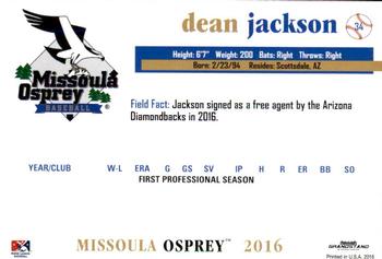 2016 Grandstand Missoula Osprey #17 Dean Jackson Back
