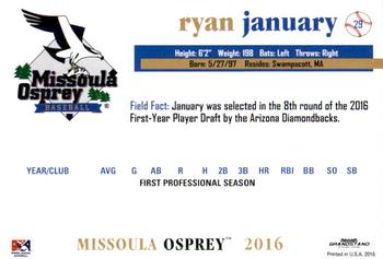 2016 Grandstand Missoula Osprey #18 Ryan January Back